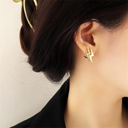 14K Gold Plated Lightning Stud Earrings