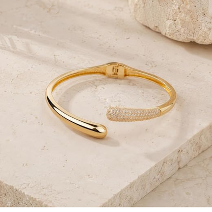 14K Gold Plated Open Cuff Bangle Bracelet