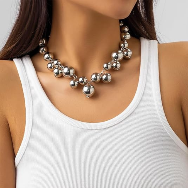 Large Chunky Gold Beads Choker Necklaces