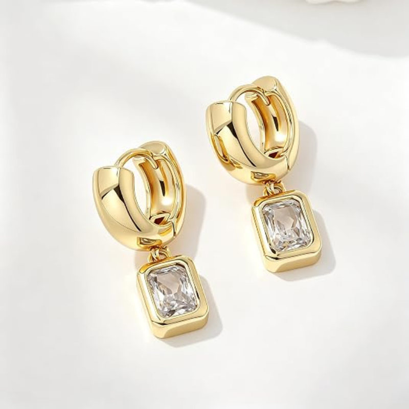 14K Gold Plated Huggie Hoop Drop