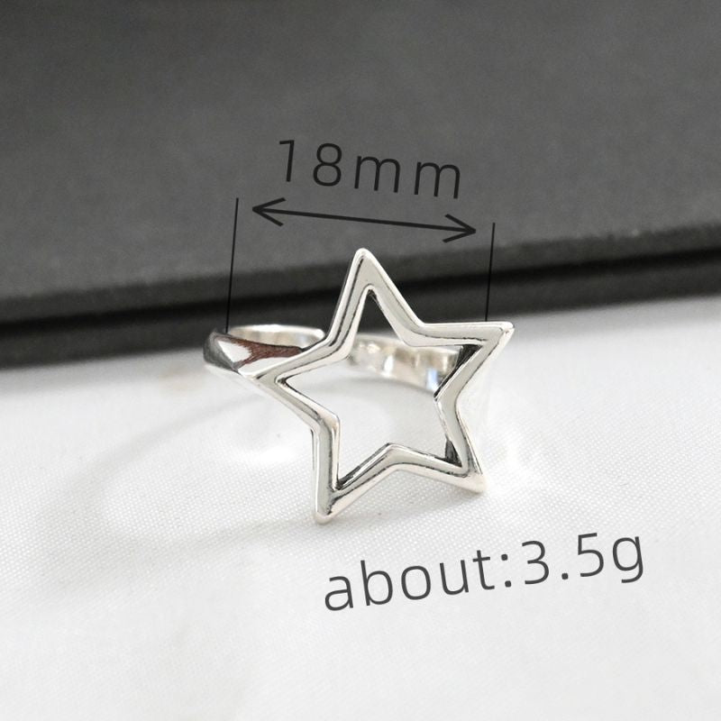 Y2K Hollow Star Open Band Statement Ring