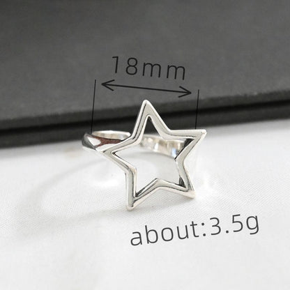 Y2K Hollow Star Open Band Statement Ring