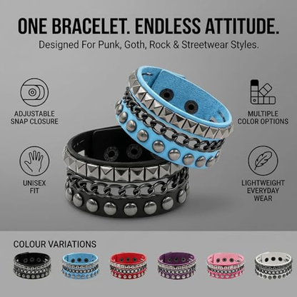 Punk Studded Leather Cuff Bracelet