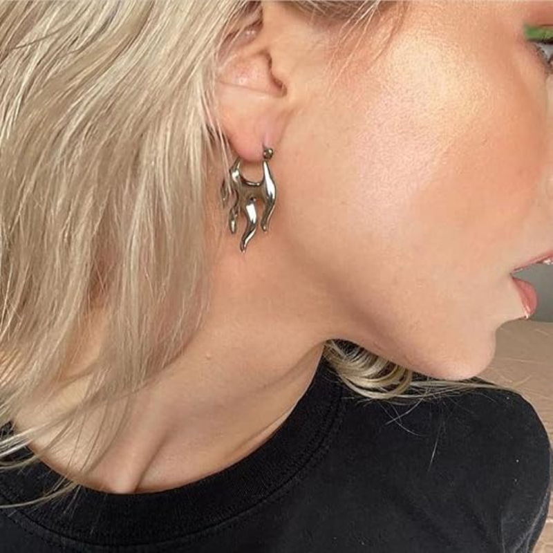 Punk Flame Hoop Earrings