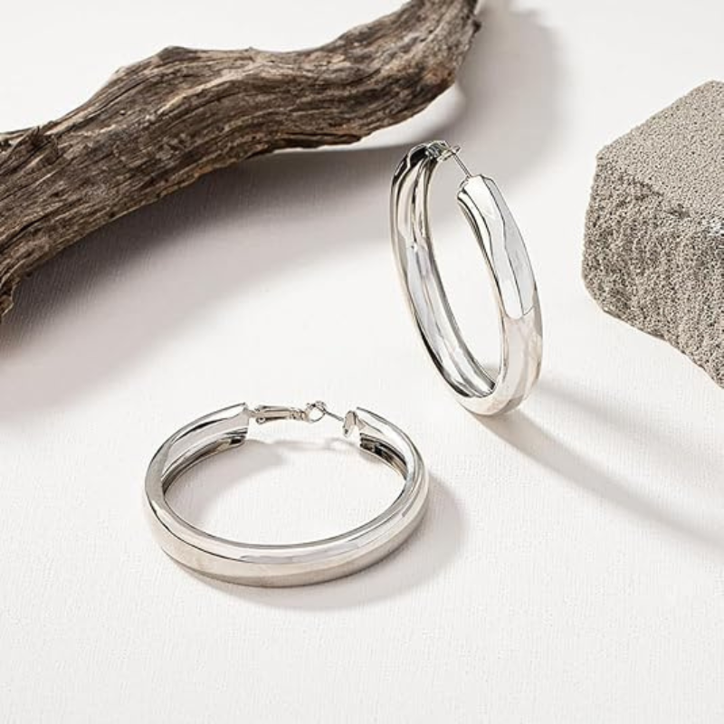 Chunky Gold Silver Hoop Earrings