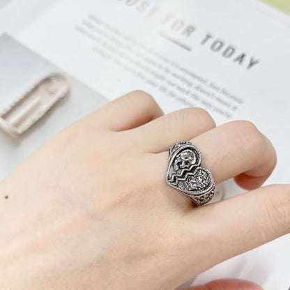 Gothic Skeleton Broken Heart Open Finger Band Ring