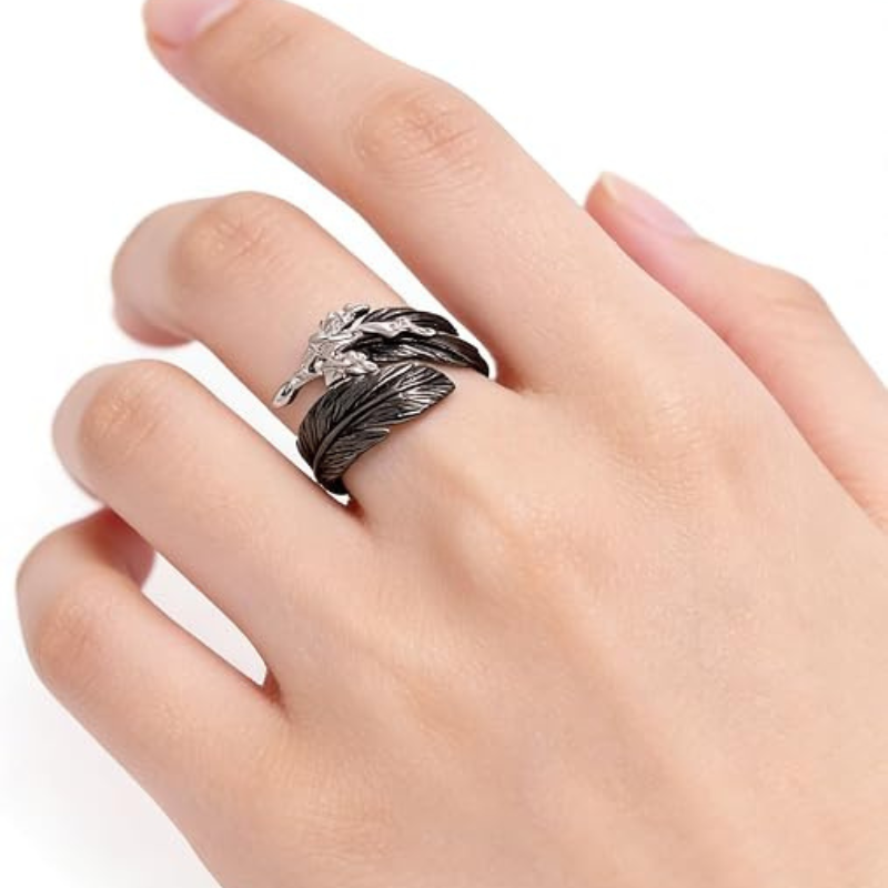 Couples Punk Adjustable Feather Open Rings