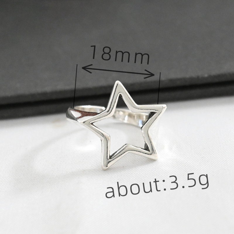 Y2K Hollow Star Open Band Statement Ring