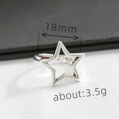 Y2K Hollow Star Open Band Statement Ring