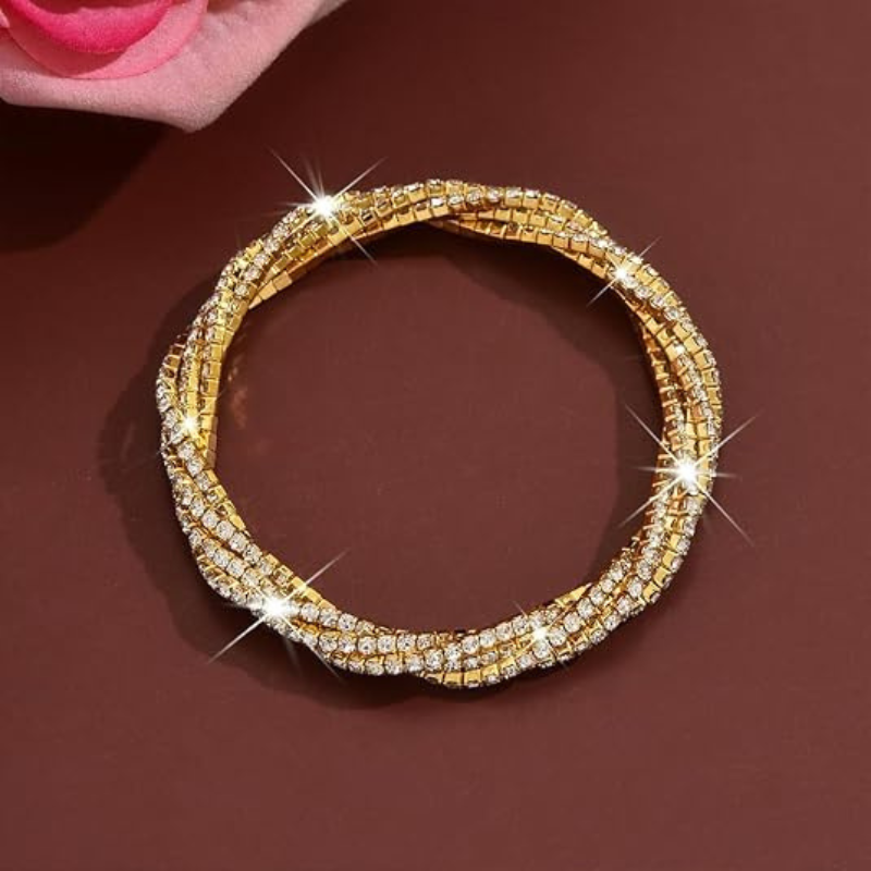 Rhinestone Stretch Twisted Bracelets