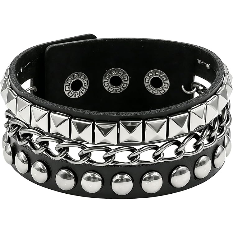 Punk Studded Leather Cuff Bracelet