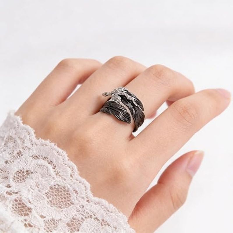 Couples Punk Adjustable Feather Open Rings