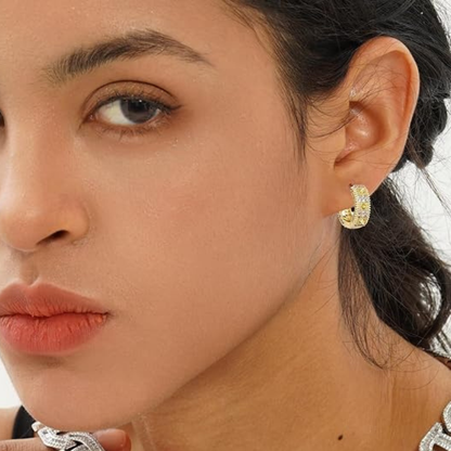 14K Gold Spike Hoop Earrings