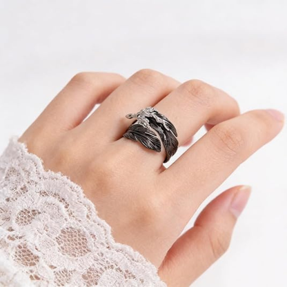 Couples Punk Adjustable Feather Open Rings