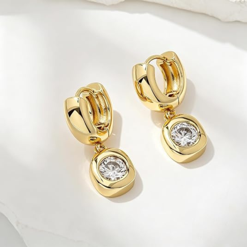 14K Gold Plated Huggie Hoop Drop