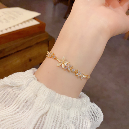 Rhinestone Slider Floral Bracelet
